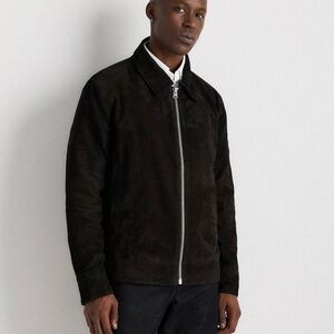 Quince Men's Suede Harrington Jacket in Black Size Medium